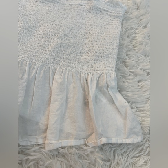 J. Crew White 100% Cotton Smocked Tie Shoulder Tank - Size XL - Picture 3 of 8